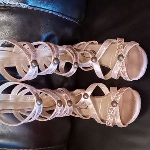 Joyfolie gladiator sandals in rose gold.
